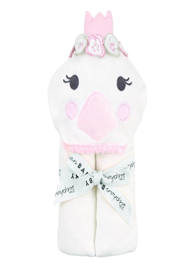 ستيفان بيبي منشفة ستيفان للأطفال الرضع بغطاء رأس - قطن 100% بتصميم حيوانات مرح للأطفال الرضع والصغار، مربعة الشكل 31 بوصة، بجعة - Image 2